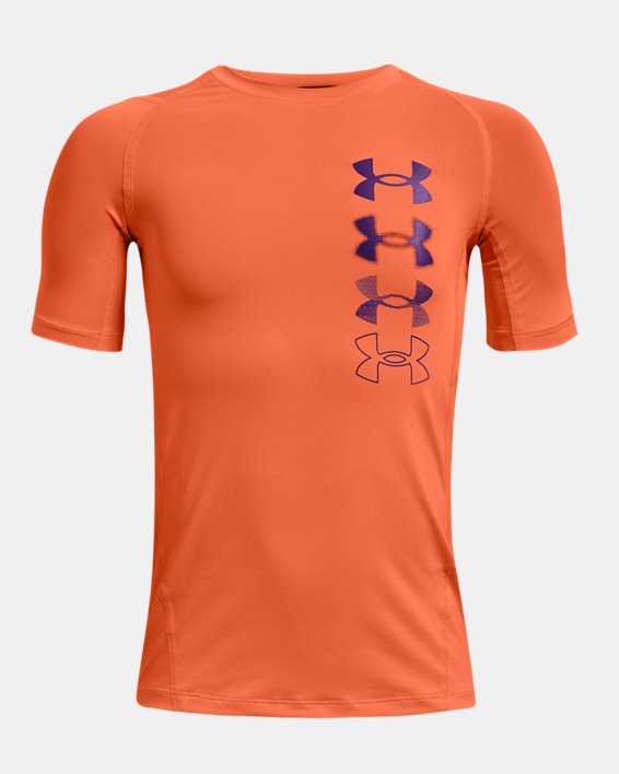 Boys' HeatGear® Short Sleeve, Orange, pdpMainDesktop image number 0